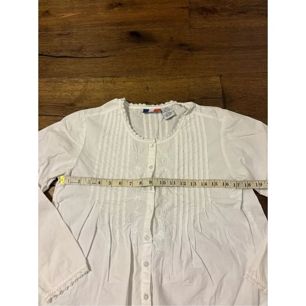 French Cuff M white shirt feminine cottage core button down